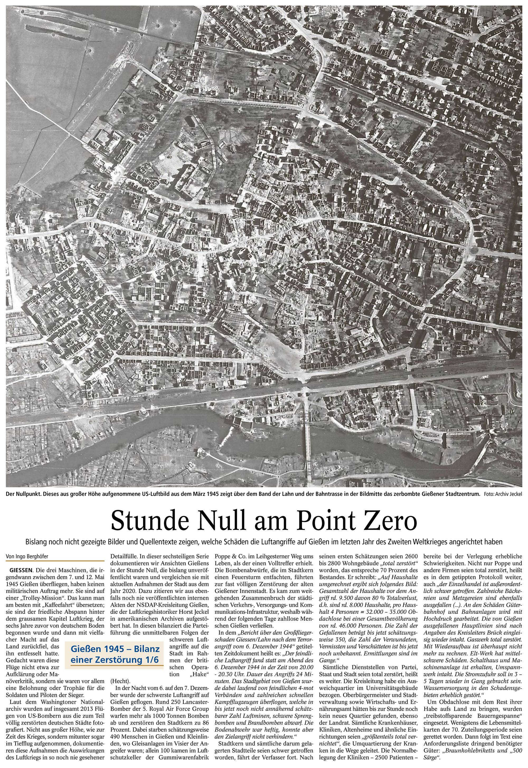 Zeitungsartikel Stunde Null am Point Zero - Luftaufnahmen 1945 von Markus Lenz