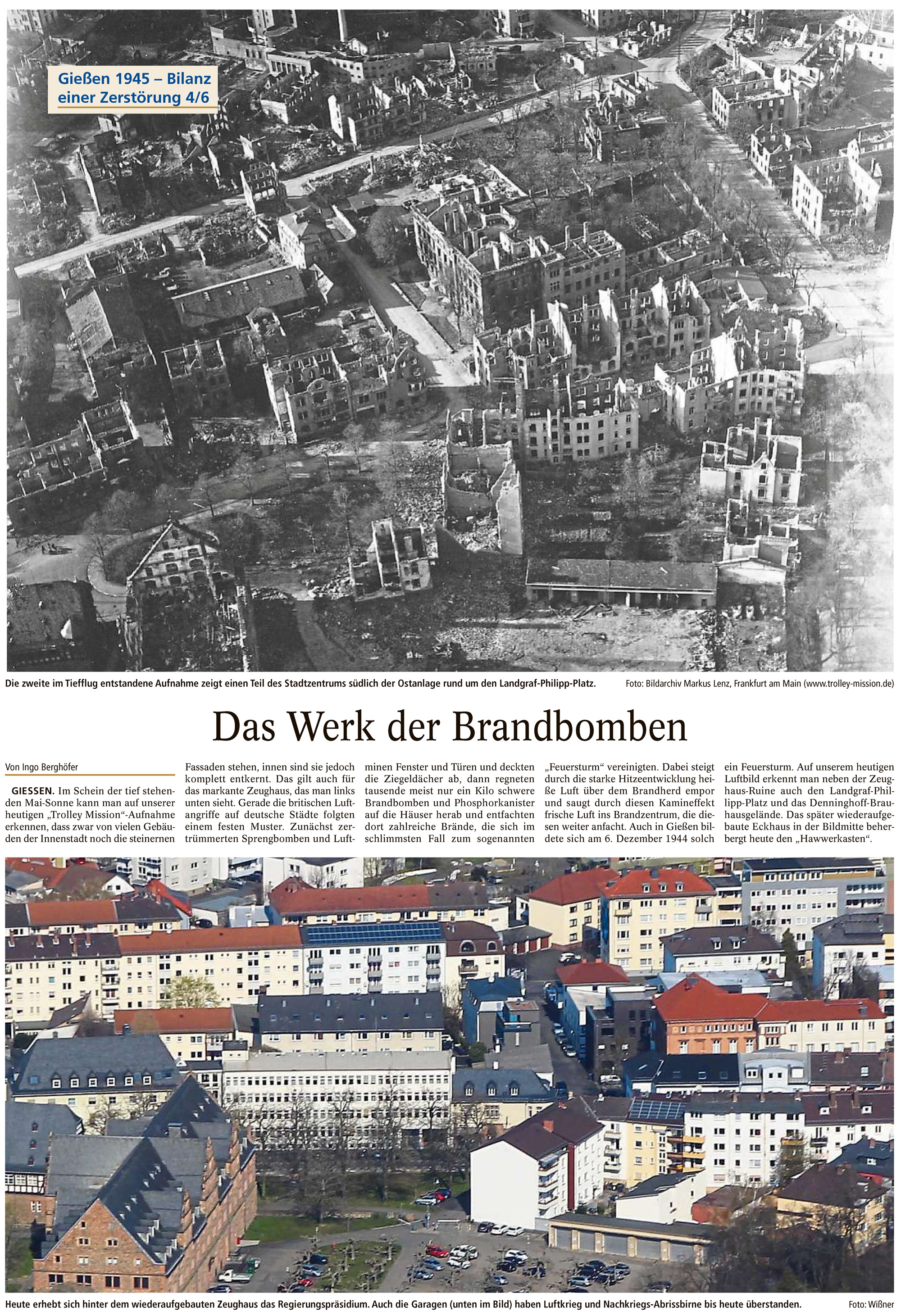 Zeitungsartikel Das Werk der Brandbomben - Luftaufnahmen 1945 von Markus Lenz